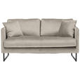 2-SITZER-SOFA  in Samt Taupe  - Taupe/Schwarz, Design, Textil/Metall (150/78/84cm) - Carryhome