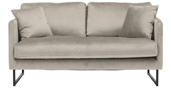 2-SITZER-SOFA  in Samt Taupe  - Taupe/Schwarz, Design, Textil/Metall (150/78/84cm) - Carryhome