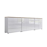 SIDEBOARD Mailand Set 7  in 263,5/73/33 cm  - Weiß Hochglanz/Schwarz, MODERN, Holzwerkstoff/Kunststoff (263,5/73/33cm) - MID.YOU