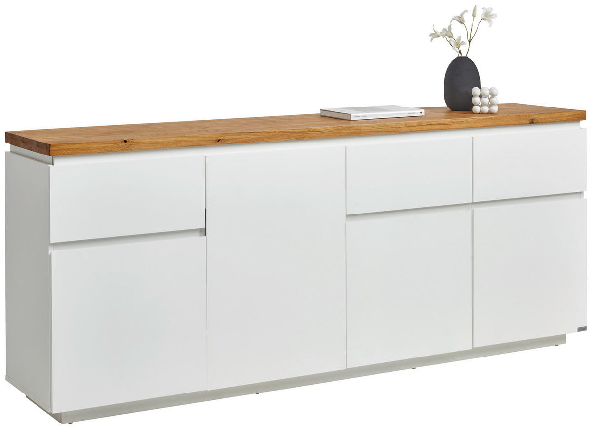 SIDEBOARD 195/82/42 cm Weiss, Eichefarben  - Weiss/Eichefarben, Konventionell, Holz/Holzwerkstoff (195/82/42cm) - Novel