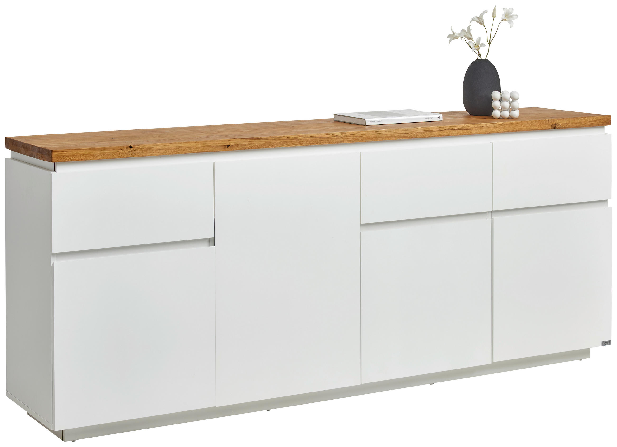 Novel Sideboard Weiß, Eiche 195x82x42 cm