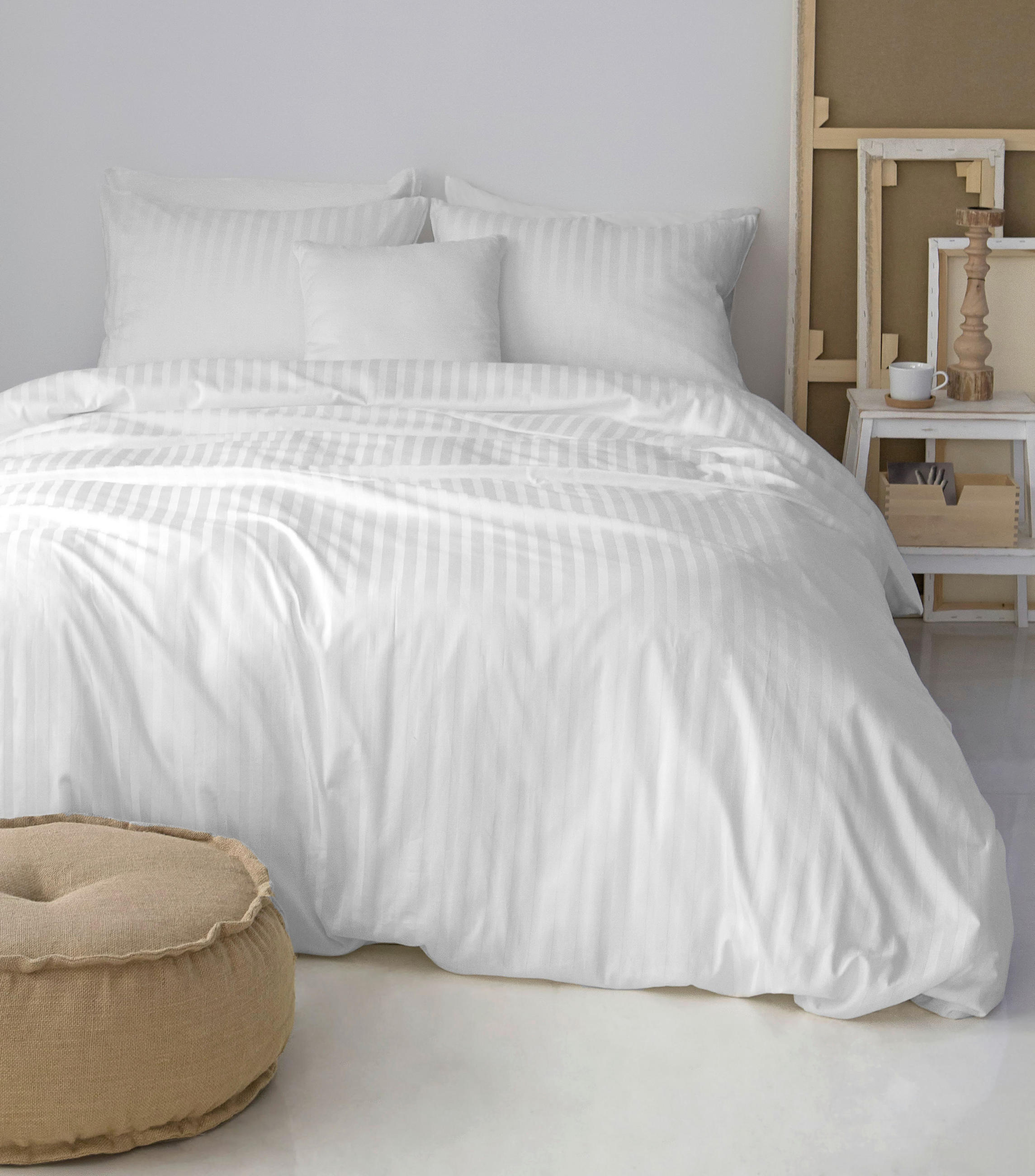 DUVETBEZUG Bio Stripe Satin 160/210 cm  - Weiss, Basics, Textil (160/210cm) - Bio:Vio