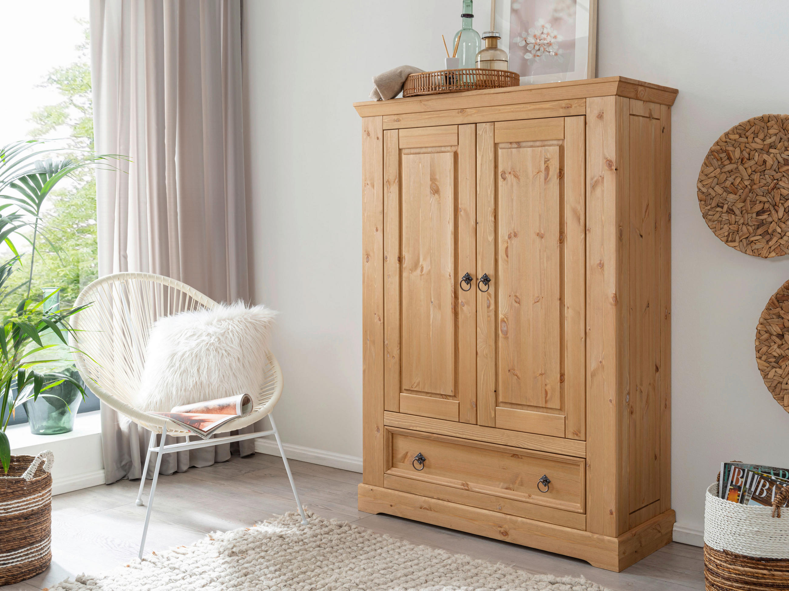 KLEIDERSCHRANK 106/150/42 cm 2-türig Eichefarben  - Eichefarben/Schwarz, KONVENTIONELL, Holz/Metall (106/150/42cm) - Livetastic