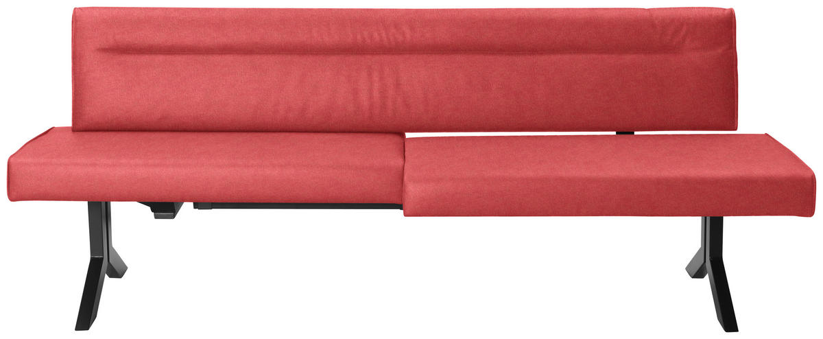 SITZBANK 220/87/70-86 cm Lederlook (vegan) Rot  - Rot/Schwarz, KONVENTIONELL, Textil/Metall (220/87/70-86cm) - Moderano