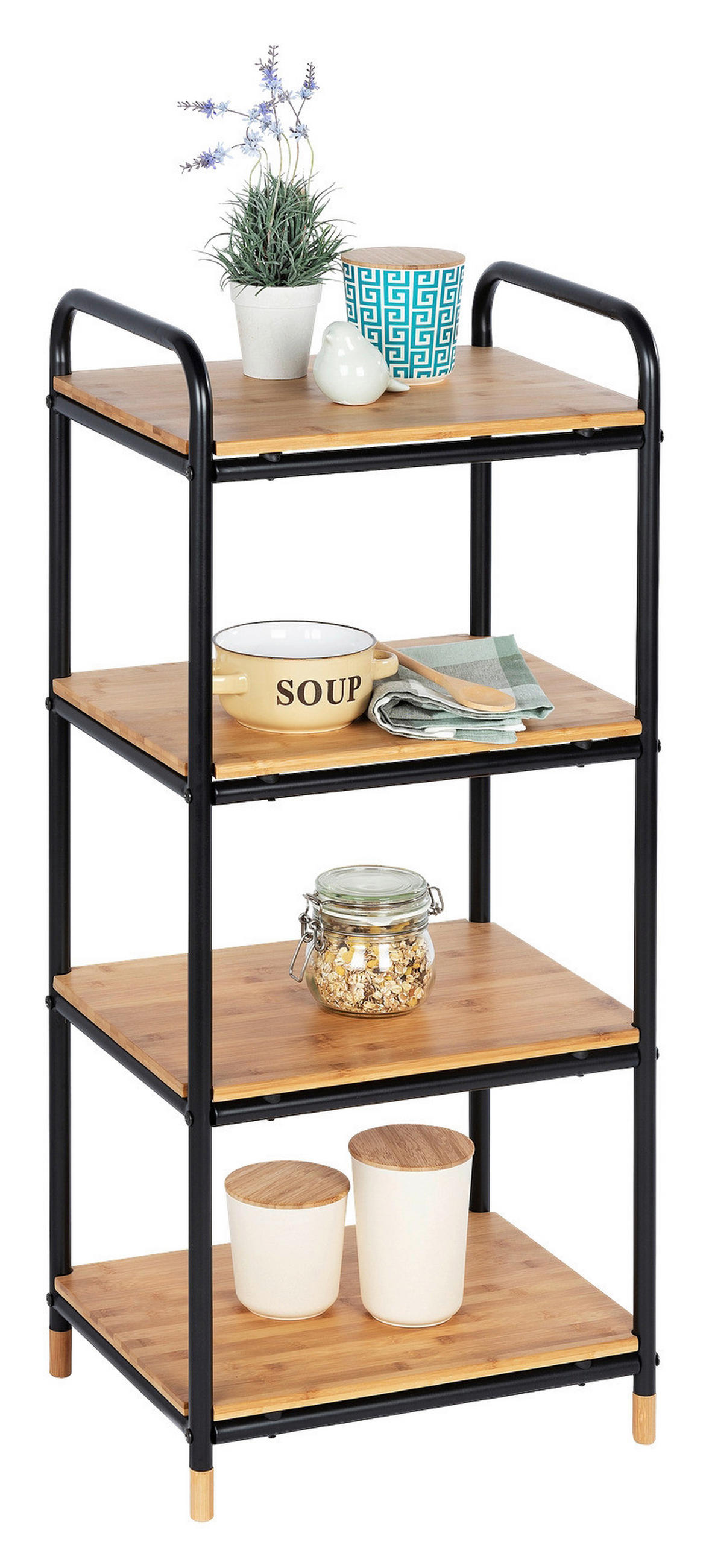 BADEZIMMERREGAL 42/95/34 cm  - Schwarz/Braun, Basics, Holz/Metall (42/95/34cm) - Wenko