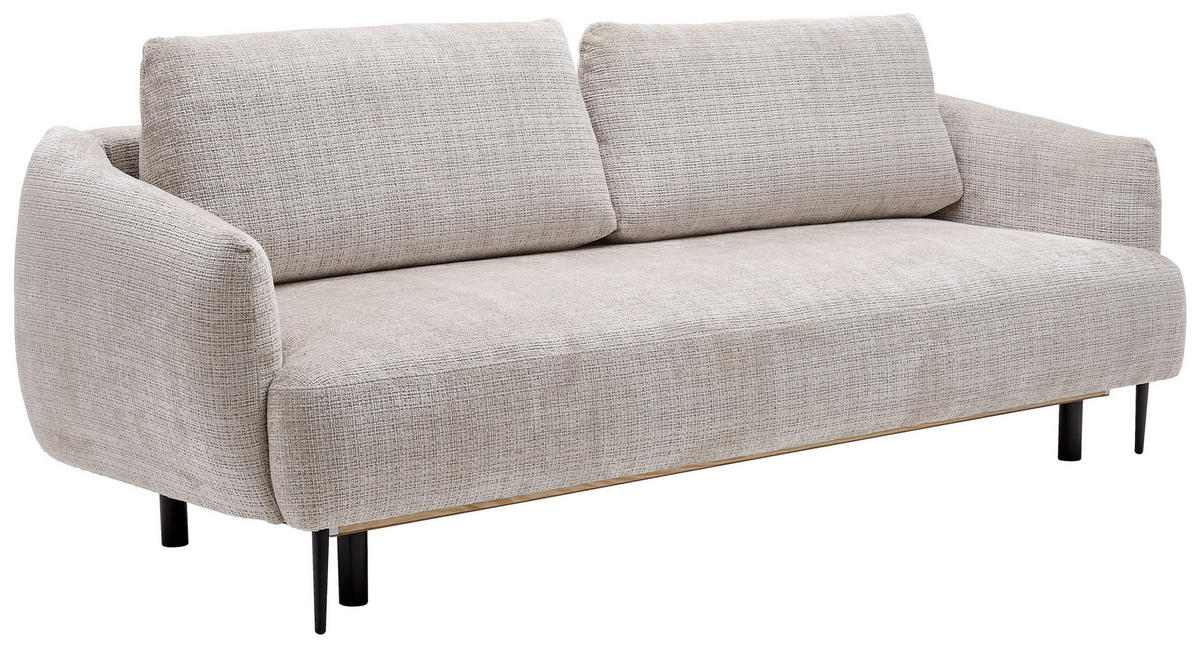 SCHLAFSOFA  mit Stoffauswahl, Liegefunktion, Schlafen auf Sitzhöhe, Rücken echt Chenille Grau  - Schwarz/Grau, KONVENTIONELL, Textil/Metall (228/75/98cm) - Carryhome