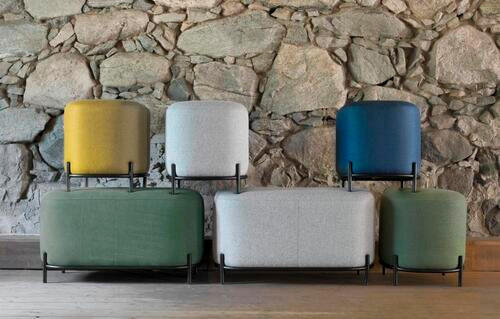 HOCKER in Metall, Textil Grün, Schwarz  - Schwarz/Grün, Trend, Textil/Metall (42/46/42cm) - Lomoco