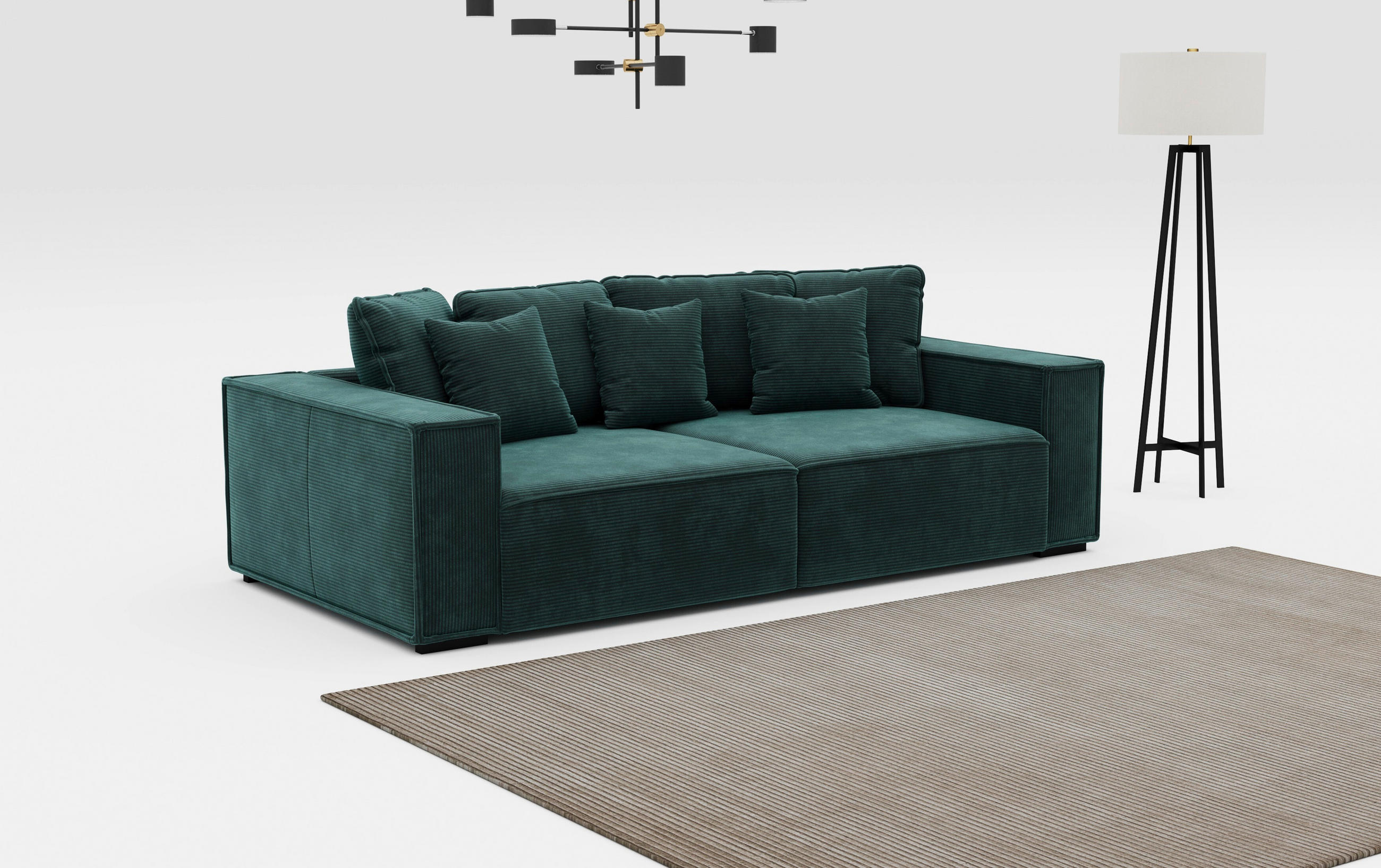 BIGSOFA Mikrofaser Grün  - Grün, MODERN, Kunststoff/Textil (244/62/117cm) - MID.YOU