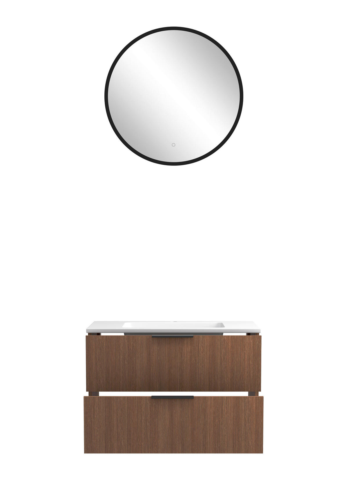 BADEZIMMER 3-teilig  in 80 cm  - Dunkelbraun/Schwarz, Natur, Holzwerkstoff/Stein (80cm) - Held