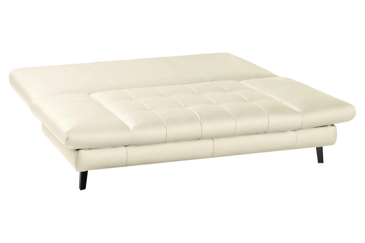 SCHLAFSOFA in Echtleder Ecru  - Ecru/Schwarz, Design, Leder/Metall (209/94/94cm) - Novel