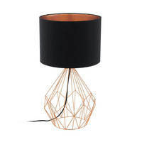 BORDSLAMPA Pedregal 35/64,5 cm   - svart/kopparfärgad, Design, metall/textil (35/64,5cm) - Eglo
