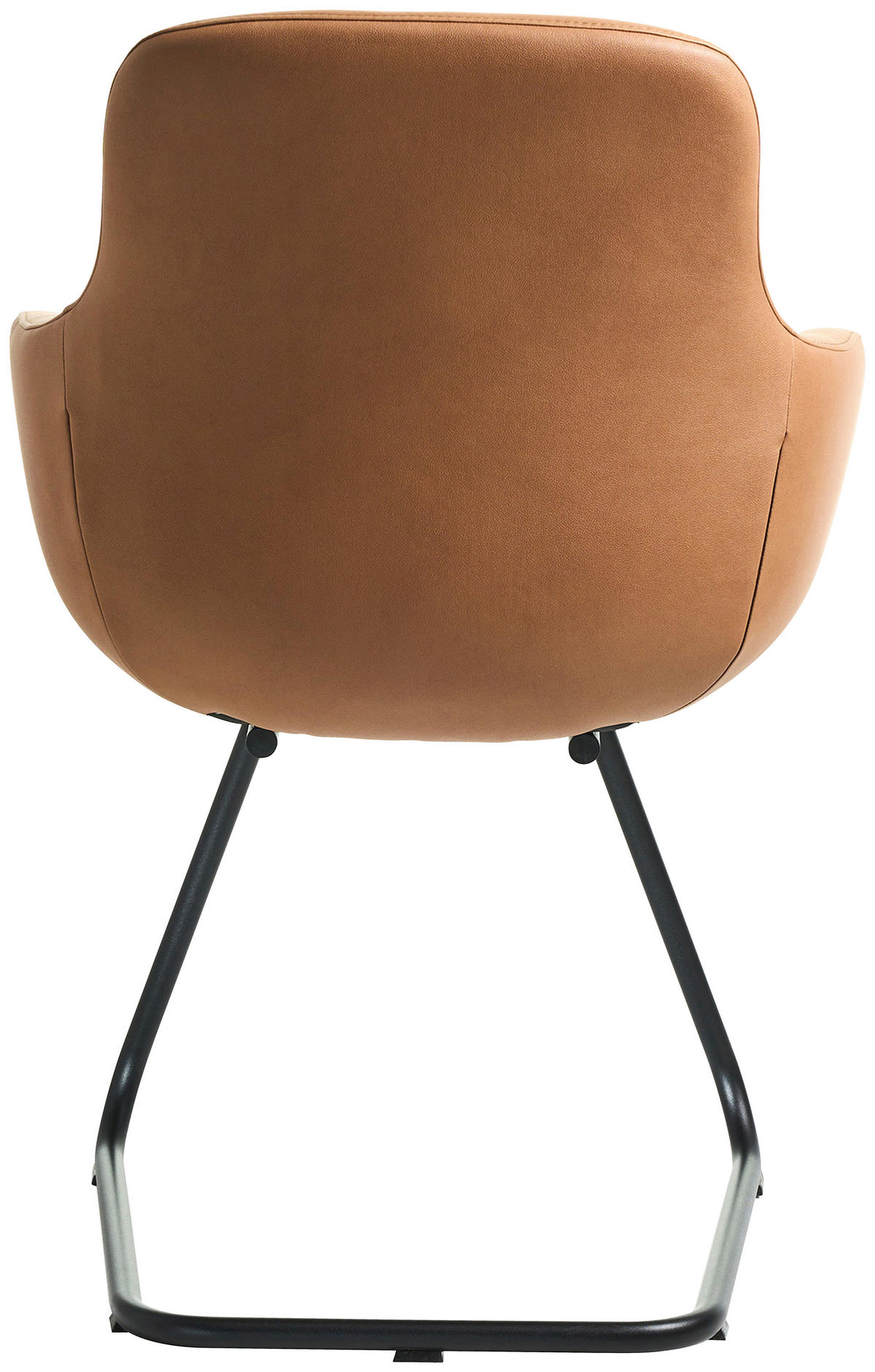 ARMLEHNSTUHL  in Edelstahl Lederlook (vegan)  - Cognac/Schwarz, Basics, Textil/Metall (62/89/61cm) - Celina Home