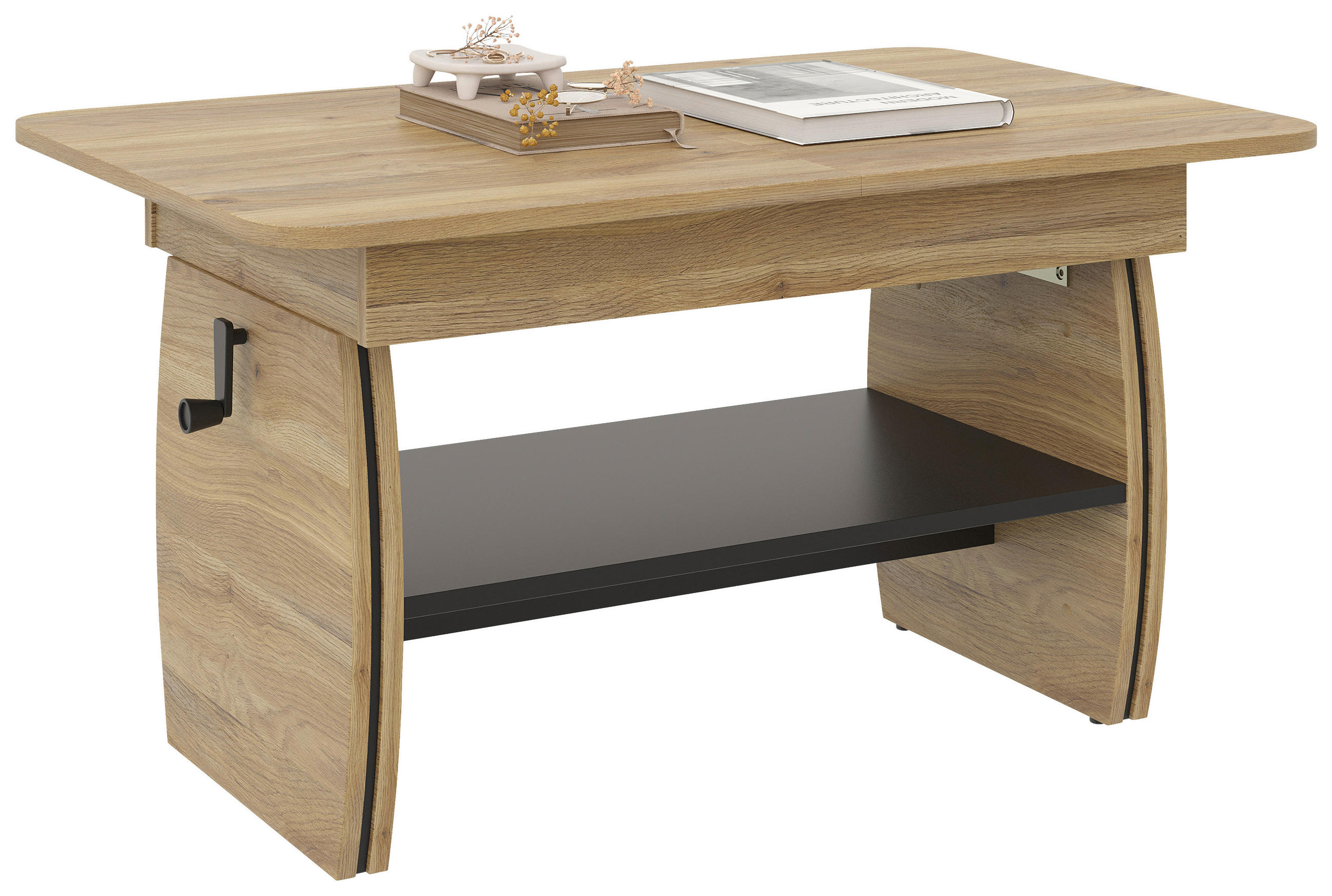Xora COUCHTISCH 95-125/60/51,5-61,5 cm rechteckig Eichefarben ausziehbar, höhenverstellbar jetzt nur online ➤