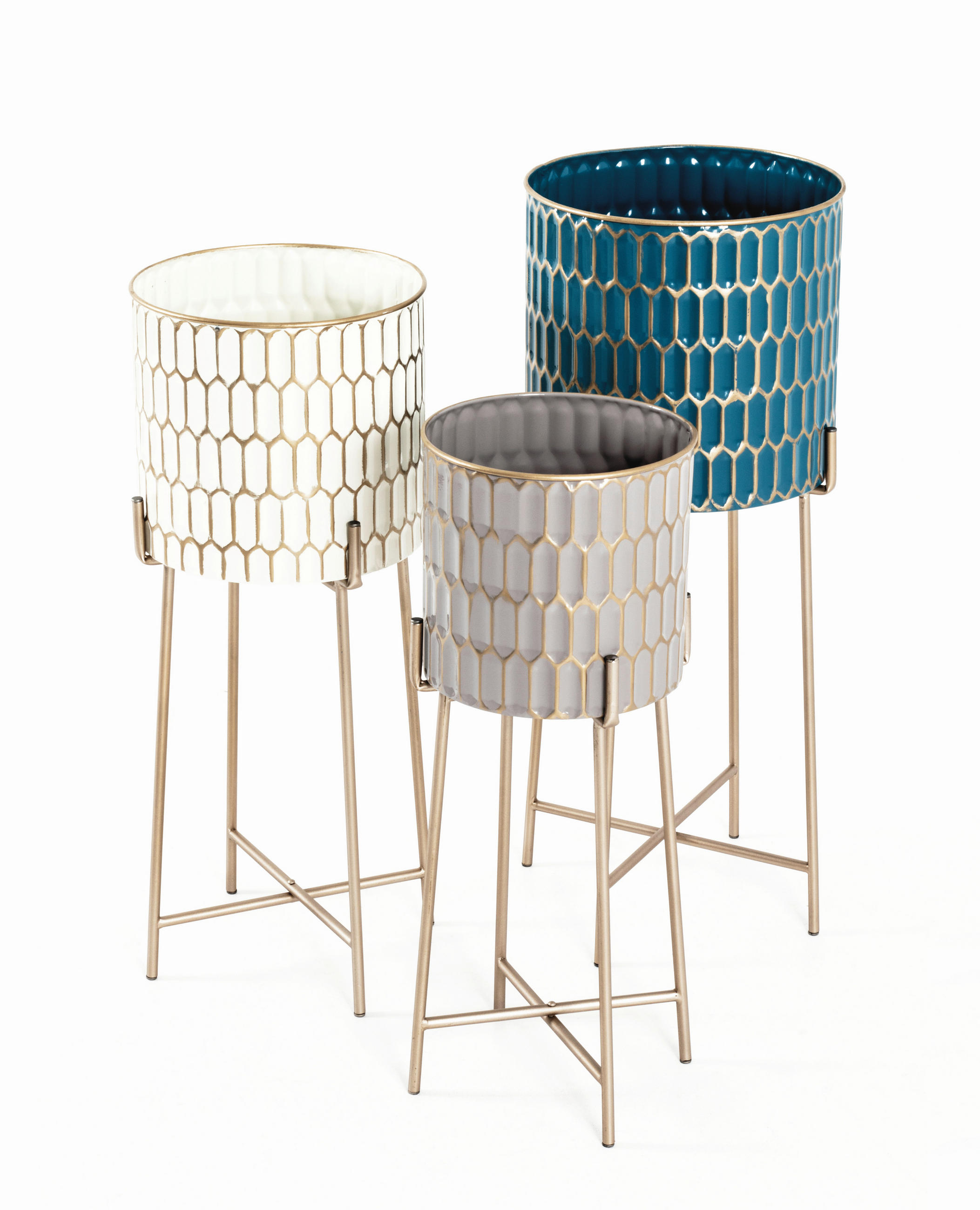 BLUMENTISCHSET Metall  - Taupe/Goldfarben, Design, Metall (29/29/70cm)