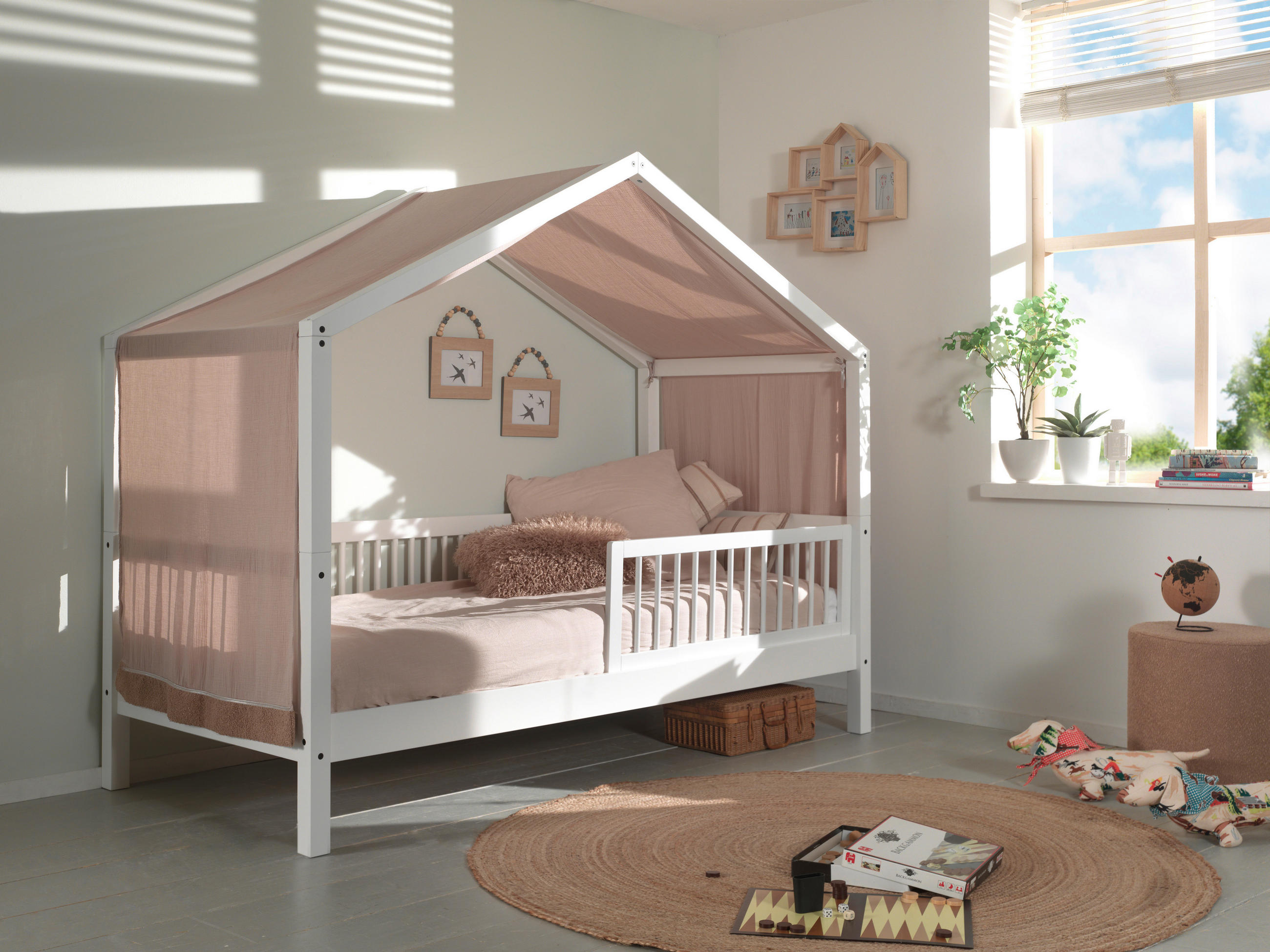 HAUSBETT Absturzsicherung, Rollrost 90/200 cm  - Naturfarben/Weiß, MODERN, Holz (90/200cm) - MID.YOU