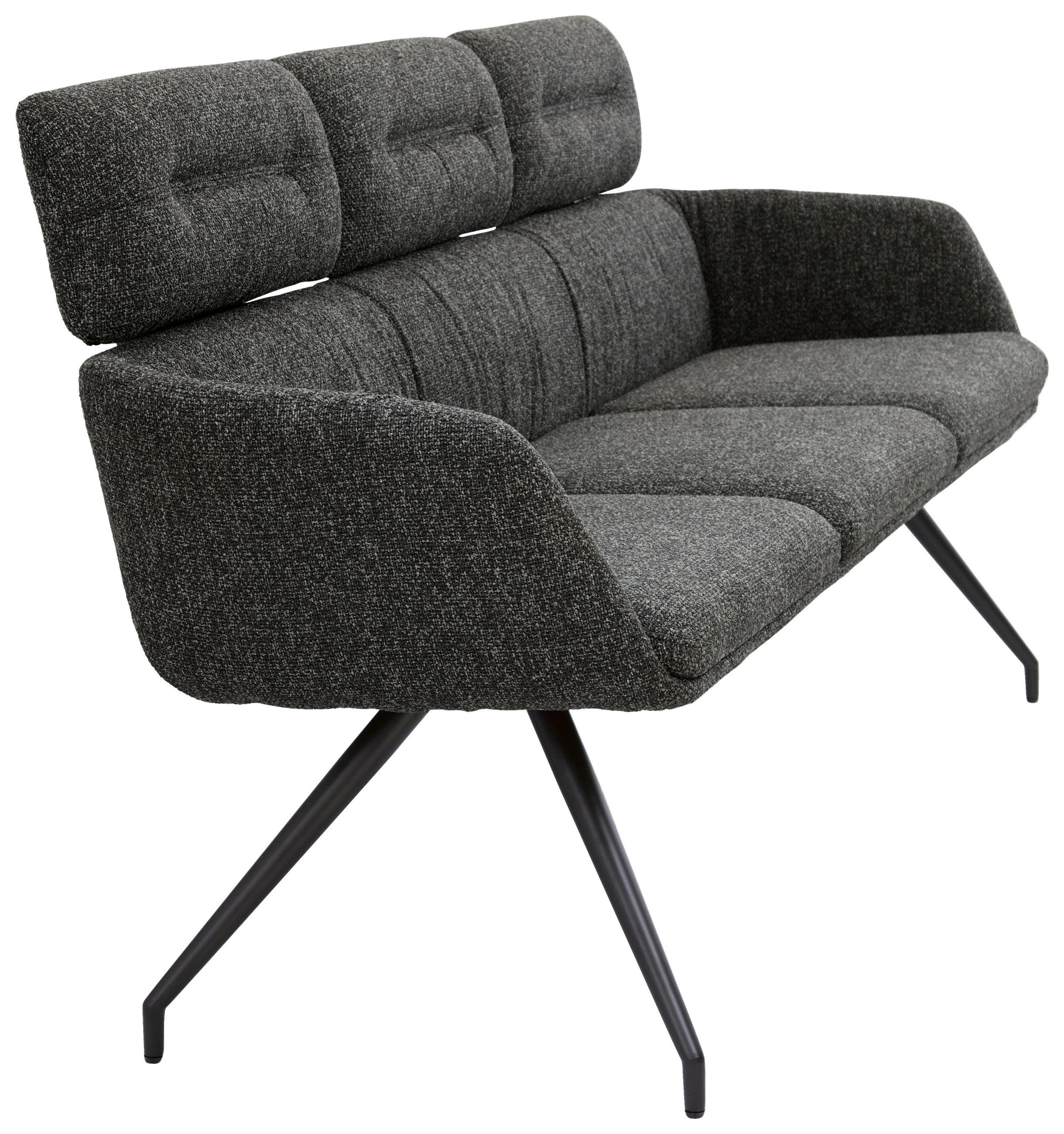 SITZBANK 200/91/70 cm Webstoff Schwarz, Dunkelgrau  - Dunkelgrau/Schwarz, Design, Textil/Metall (200/91/70cm) - Dieter Knoll