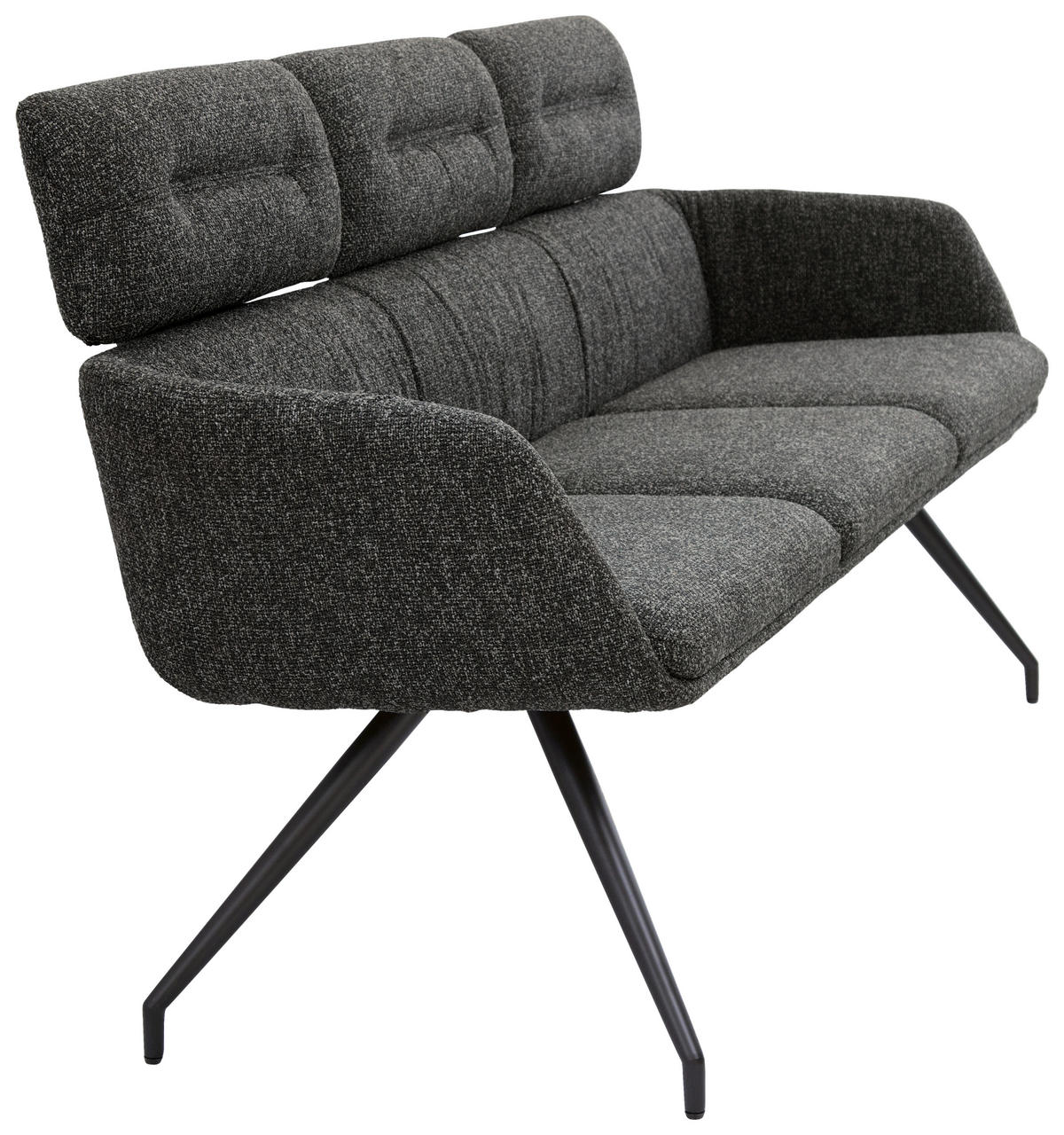 SITZBANK 200/91/70 cm Webstoff Schwarz, Dunkelgrau  - Dunkelgrau/Schwarz, Design, Textil/Metall (200/91/70cm) - Dieter Knoll