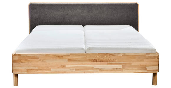 BETT 180/200 cm,  in Dunkelgrau, Wildeiche,  - Wildeiche/Dunkelgrau, Natur, Holz/Textil (180/200cm) - Linea Natura