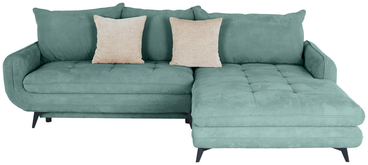 ECKSOFA WAVE Türkis Struktur  - Türkis/Beige, MODERN, Textil/Metall (266/189cm) - MID.YOU