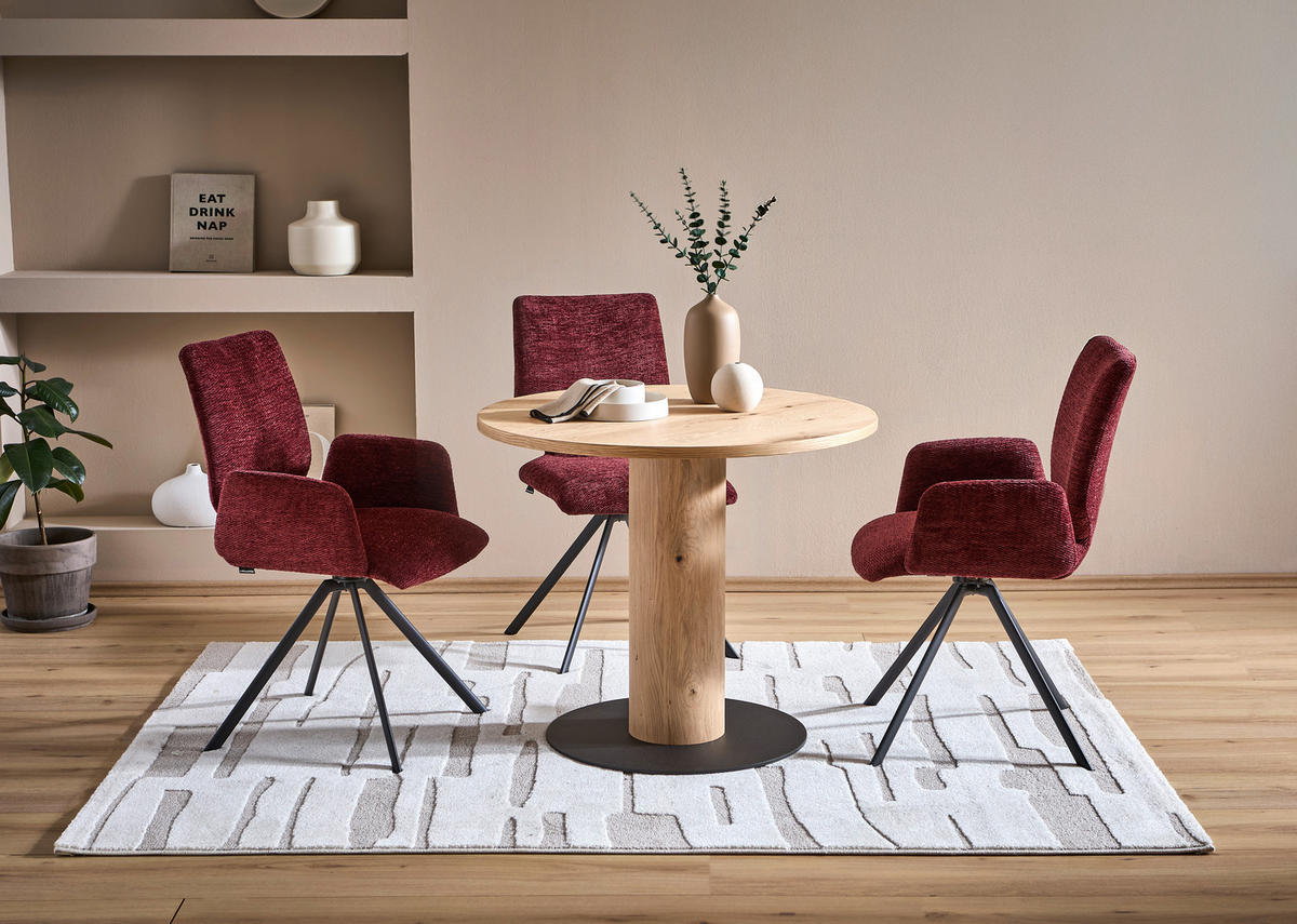 ESSTISCH in Holz, Metall 90/90/76 cm  - Wildeiche/Anthrazit, Design, Holz/Metall (90/90/76cm) - Venjakob