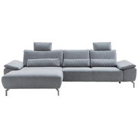 ECKSOFA MR 270 Pastellblau Chenille Rücken echt  - Chromfarben/Pastellblau, Design, Textil/Metall (181/335cm) - Musterring