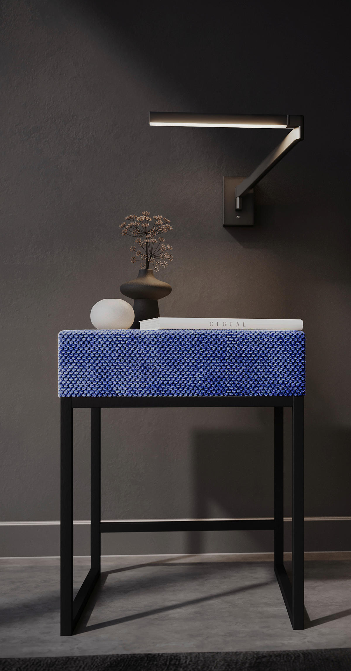 NACHTTISCH 45/55/45 cm  in Blau  - Blau/Schwarz, Design, Textil/Metall (45/55/45cm) - Esposa