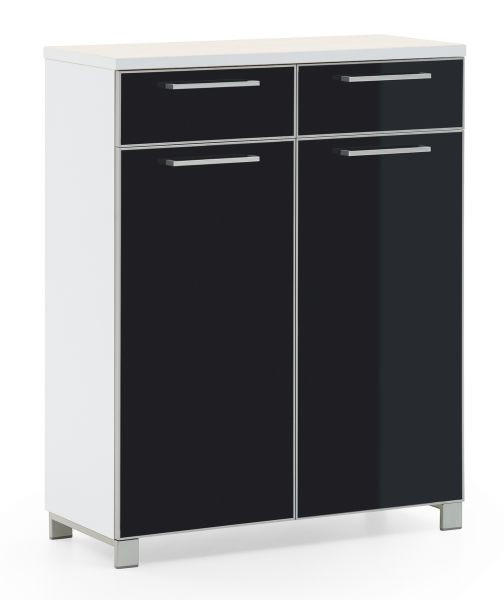 SCHUHSCHRANK Santina in 84/108/37 cm - Chromfarben/Weiss, Design, Glas/Holzwerkstoff (84/108/37cm) - Novel
