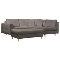 ECKSOFA inkl. Hocker Bouclé Dunkelgrau  - Dunkelgrau/Naturfarben, Design, Holz/Textil (231/161cm) - P & B
