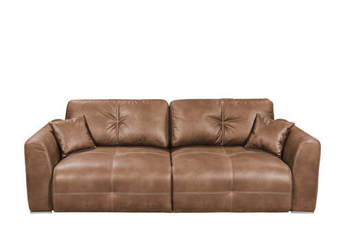 SCHLAFSOFA in Lederlook Hellbraun - Chromfarben/Hellbraun, Modern, Kunststoff/Textil (245/85/115cm) - Livetastic
