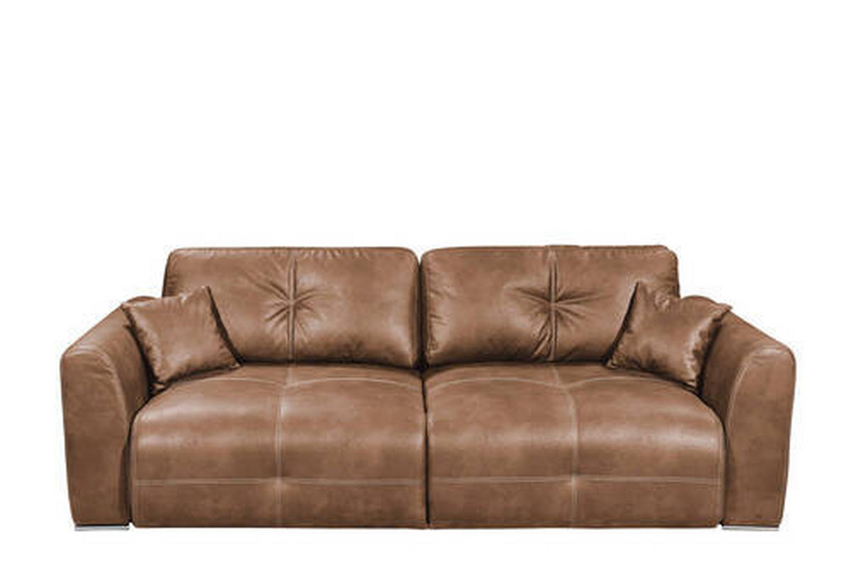 KANAPÉÁGY textil világosbarna  - króm/világosbarna, Modern, műanyag/textil (245/85/115cm) - Livetastic