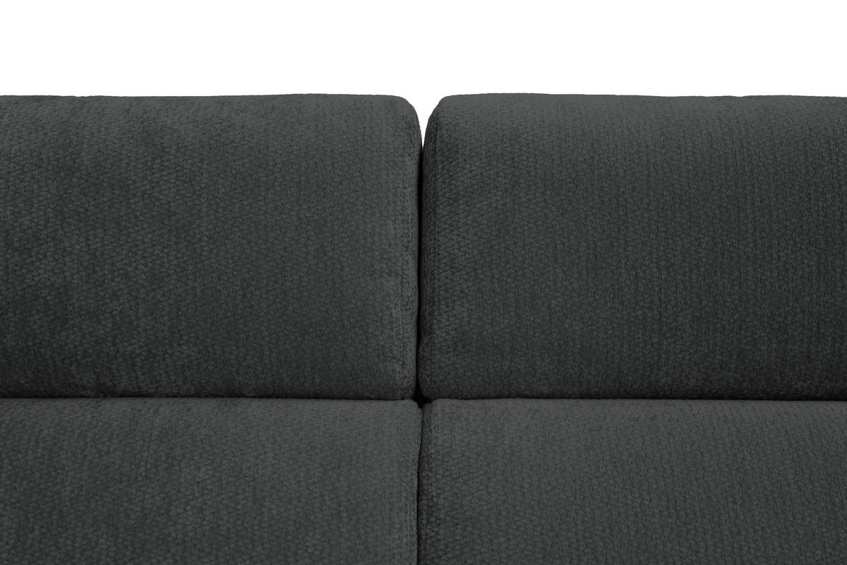 ECKSOFA Schwarz Chenille Bettkasten, Schlaffunktion, Rücken echt, Kopfteilverstellung, Liegefläche im Originalstoff  - Schwarz, KONVENTIONELL, Textil/Metall (206/265cm) - Carryhome