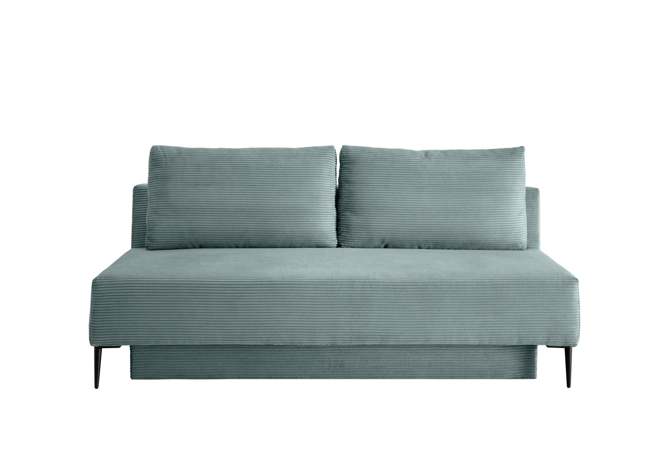 SCHLAFSOFA in Cord Hellblau  - Schwarz/Hellblau, Modern, Textil/Metall (198/90/100cm) - Livetastic