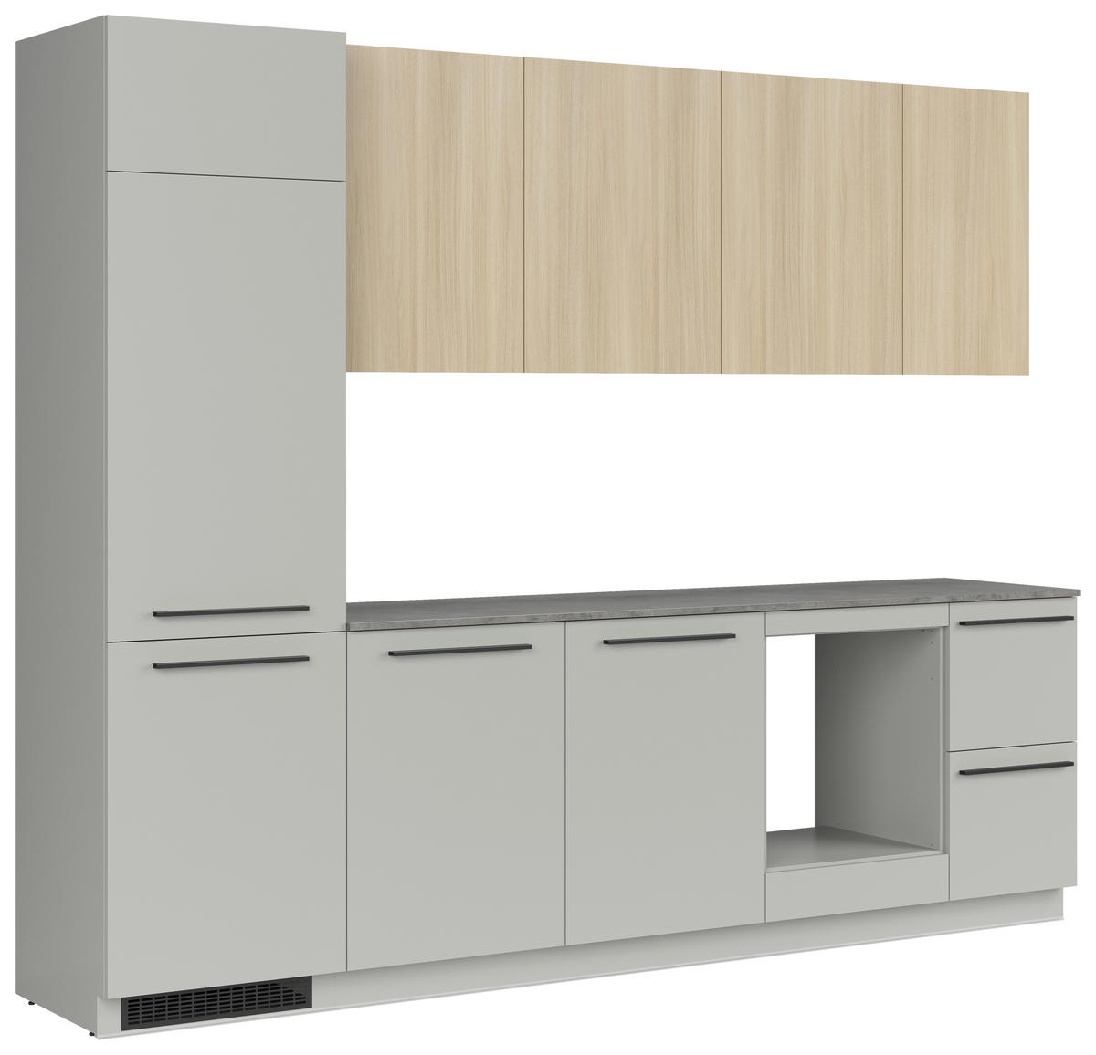 BLOK KUHINJA BEZ APARATA  siva, boja hrasta  - siva/boja hrasta, Osnovno, pločasti materijal/plastika (285cm) - Visiona