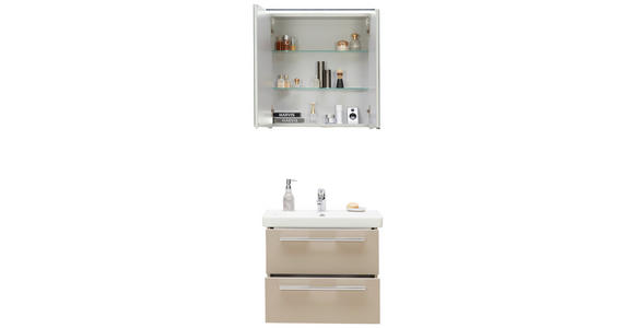 BADEZIMMER in 65 cm - Weiß/Grau, Design, Glas/Holzwerkstoff (65cm) - Novel