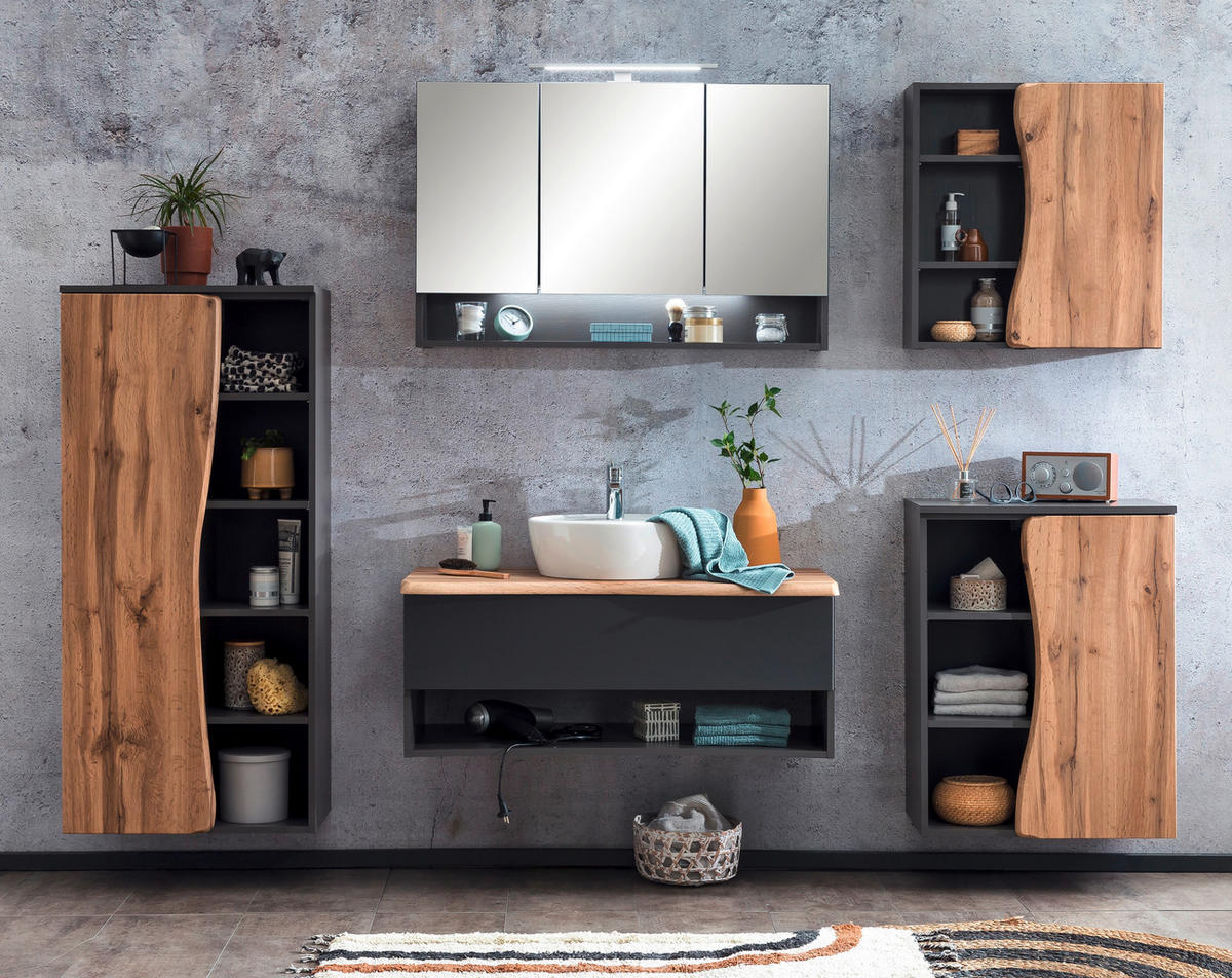HÄNGESCHRANK 60/64/20 cm  - Eiche Wotan/Graphitfarben, Natur, Holzwerkstoff (60/64/20cm) - Xora