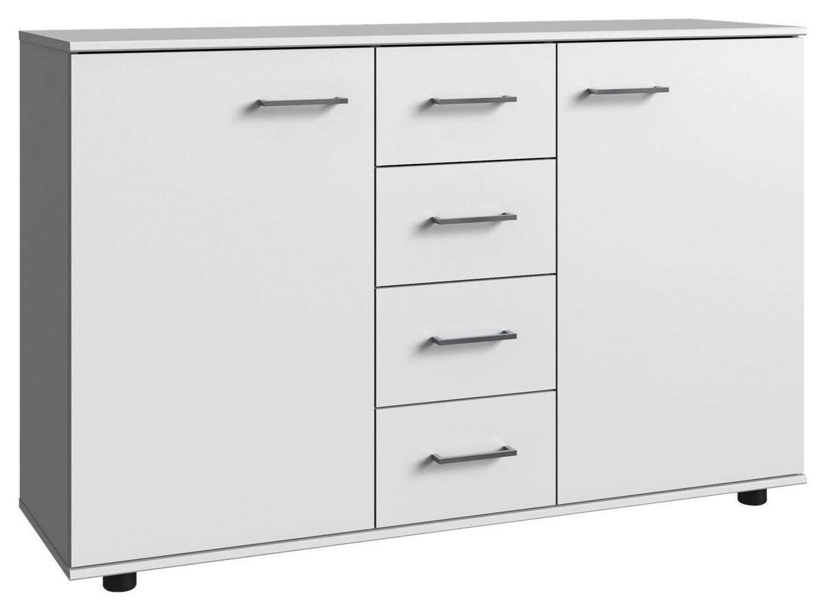 KOMÓD 130/83/41 cm  - ezüst/fekete, Design, műanyag/faalapú anyag (130/83/41cm) - Ti'me