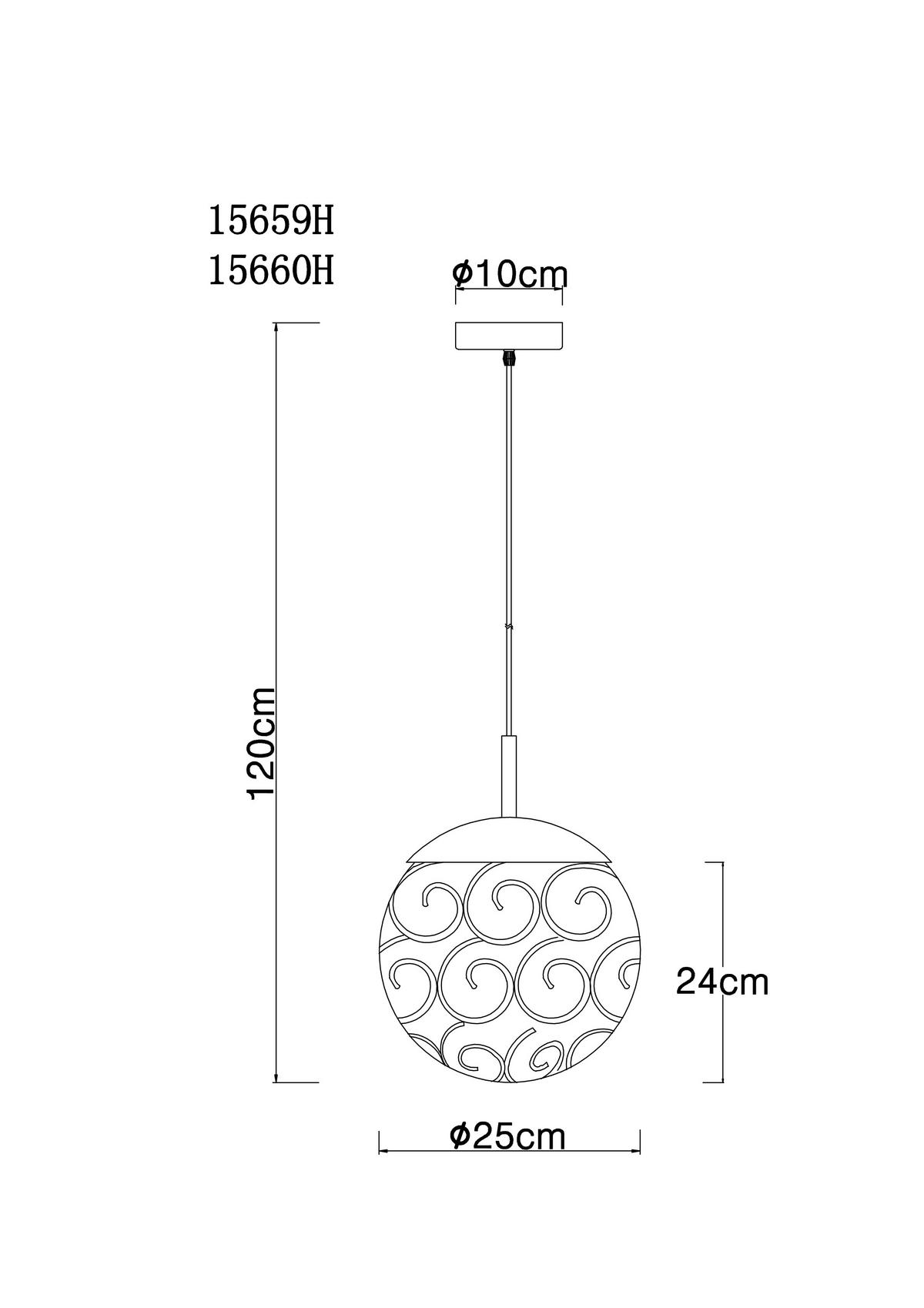 HÄNGELEUCHTE 25/120 cm    - Goldfarben/Schwarz, Konventionell, Kunststoff/Metall (25/120cm) - Globo