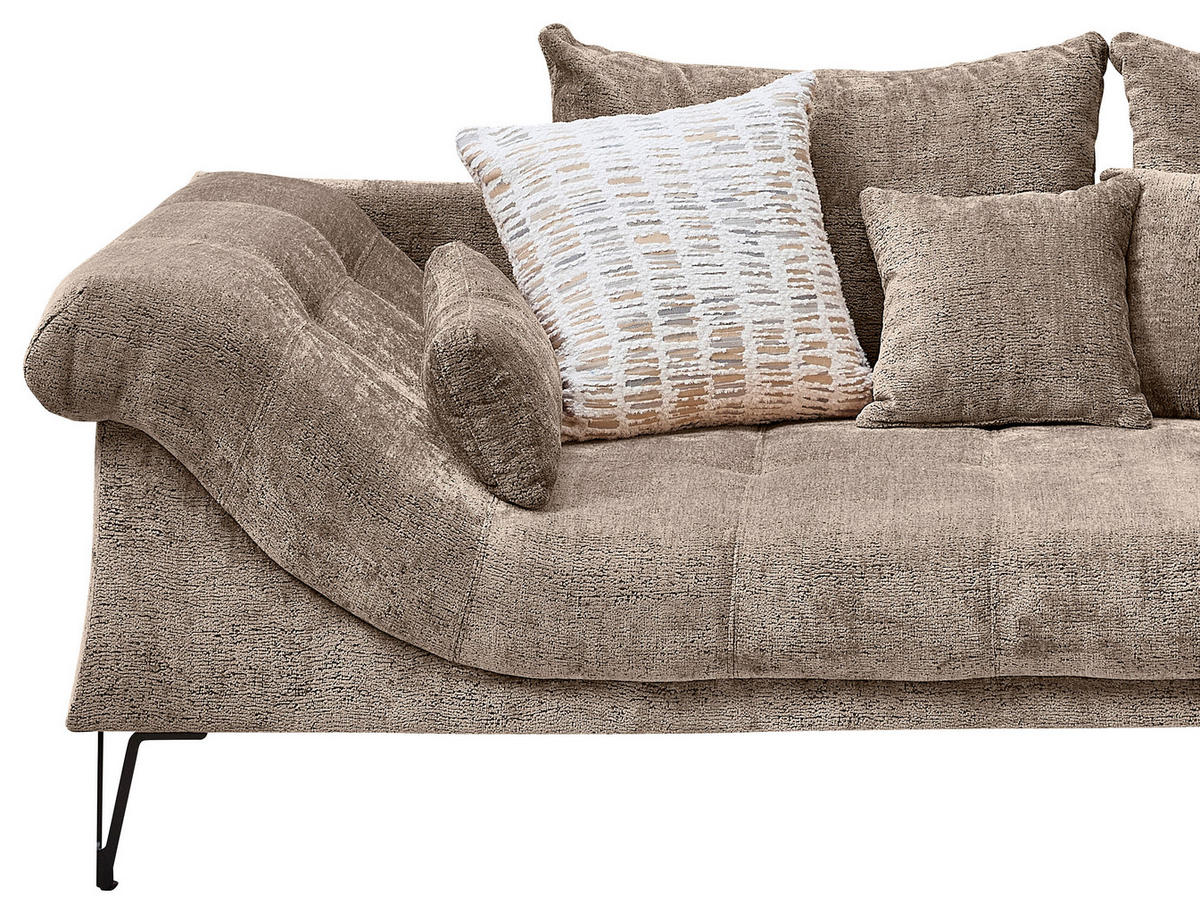 ECKSOFA GARDA Braun Chenille Zierkissen, Rückenkissen, Nierenkissen, Rücken echt  - Schwarz/Braun, KONVENTIONELL, Textil/Metall (310/192cm) - Livetastic