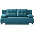 SCHLAFSOFA Flachgewebe Blau  - Blau/Hellgrau, MODERN, Textil/Metall (197/88/89cm) - Novel