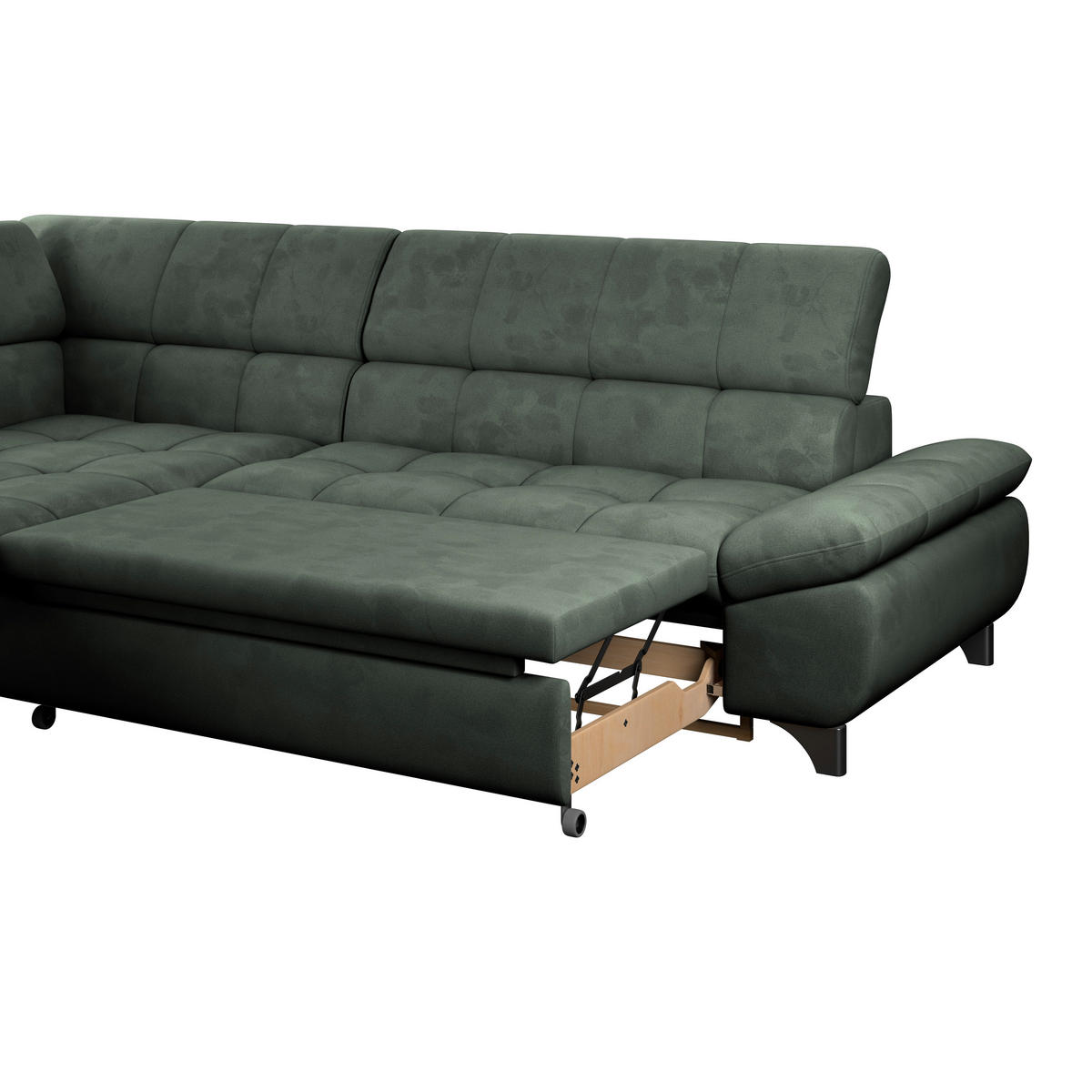 ECKSOFA Grün Chenille  - Chromfarben/Grün, KONVENTIONELL, Textil/Metall (234/312cm) - Livetastic