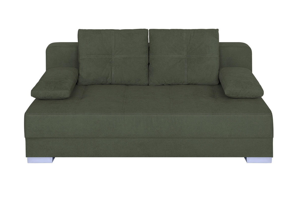 SCHLAFSOFA  mit Webstoff Waldgrün  - Waldgrün/Chromfarben, Design, Kunststoff/Textil (200/90/110cm) - P & B