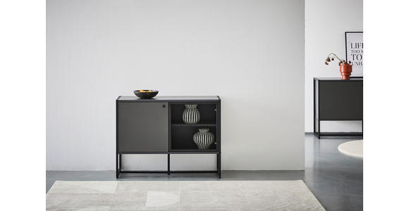 SIDEBOARD 100/75/41 cm  in Anthrazit, Schwarz  - Anthrazit/Schwarz, MODERN, Holzwerkstoff/Metall (100/75/41cm) - Novel