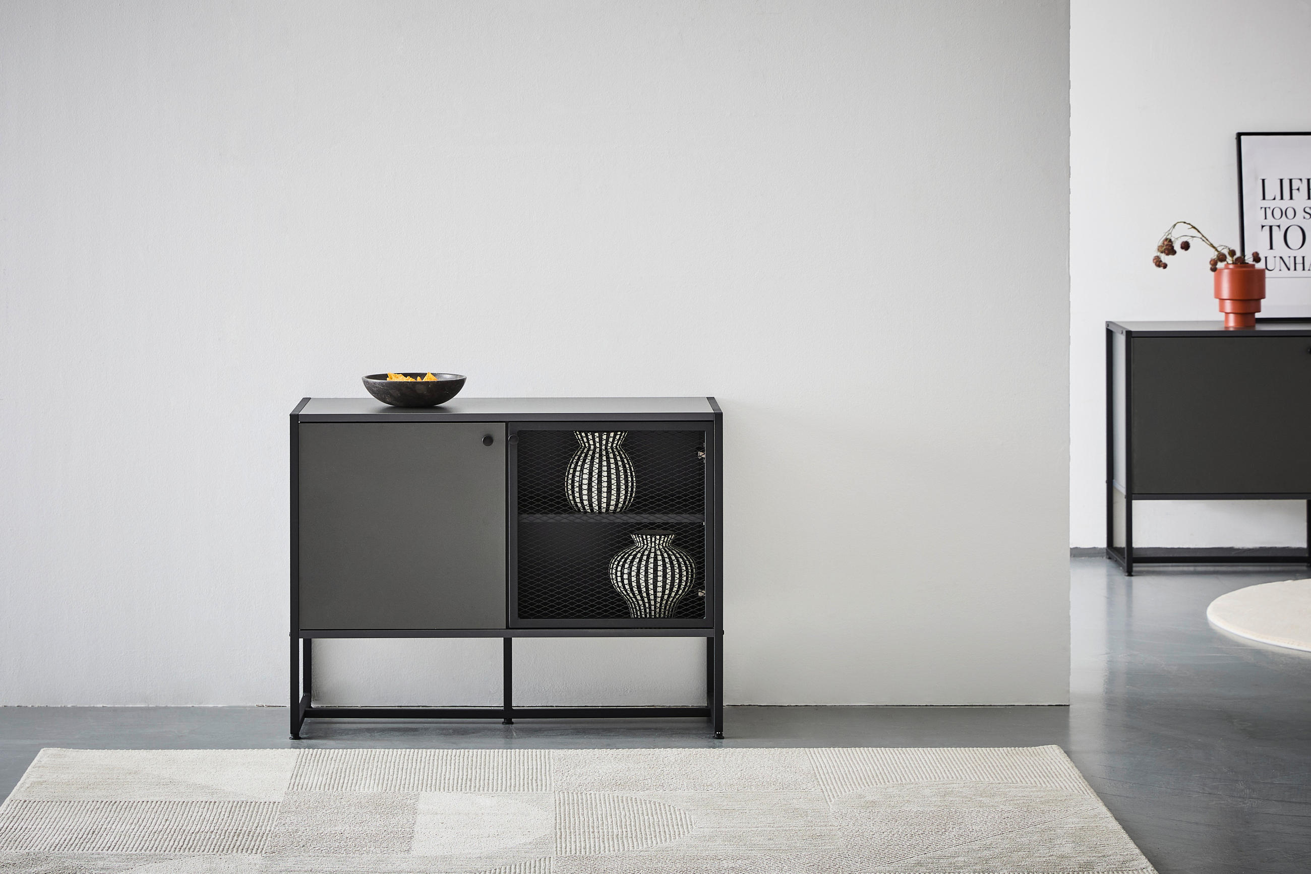 SIDEBOARD 100/75/41 cm  in Anthrazit, Schwarz  - Anthrazit/Schwarz, MODERN, Holzwerkstoff/Metall (100/75/41cm) - Novel