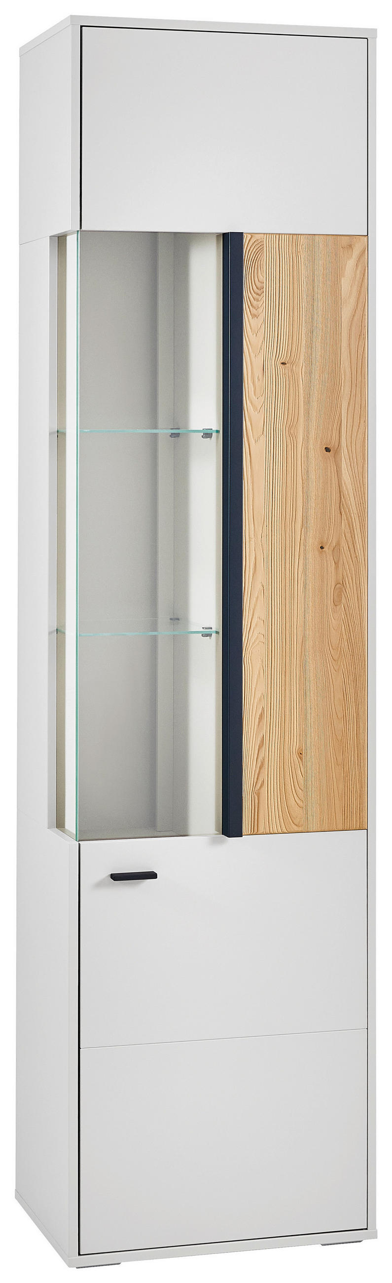 VITRINE in Weiß, Eschefarben  - Anthrazit/Eschefarben, KONVENTIONELL, Glas/Holzwerkstoff (53,5/204/37,4cm) - Hom`in