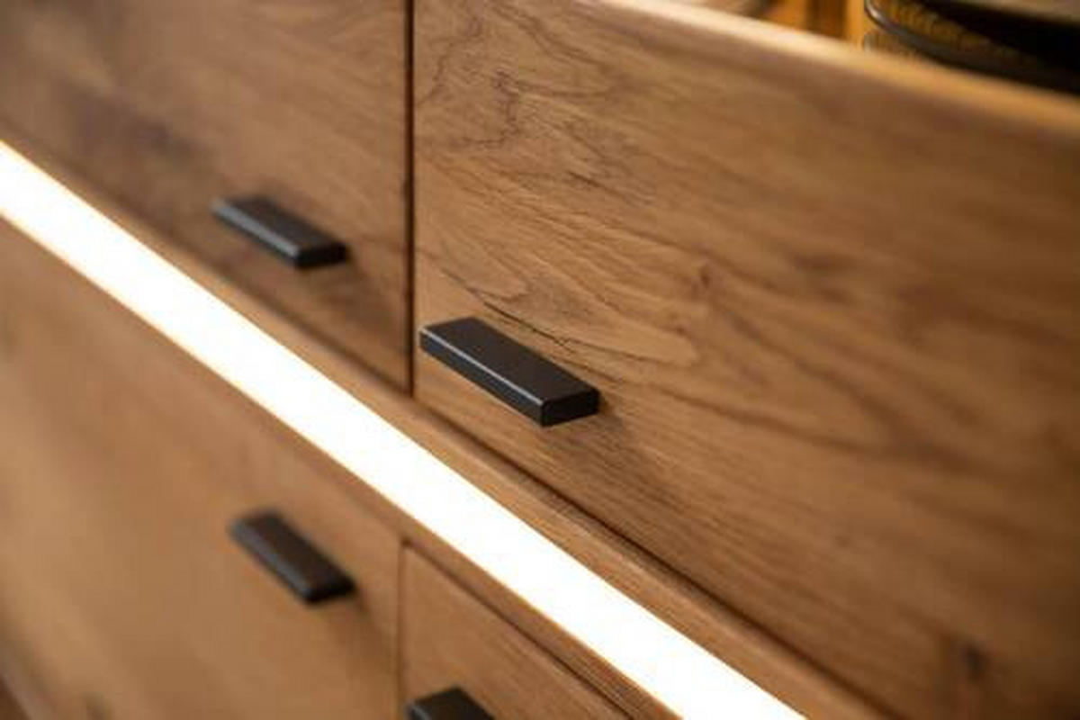 HIGHBOARD  in 123/137/38 cm  - Wildeiche/Anthrazit, Natur, Glas/Holz (123/137/38cm) - MID.YOU
