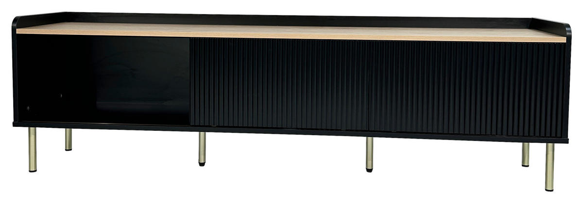 LOWBOARD SNOW  in 180/54/40 cm  - Eichefarben/Schwarz, Design, Holzwerkstoff/Metall (180/54/40cm) - Xora