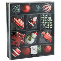 CHRISTBAUMKUGEL-SET 25-teilig  - Rot/Weiß, LIFESTYLE, Kunststoff (33/40/9cm)