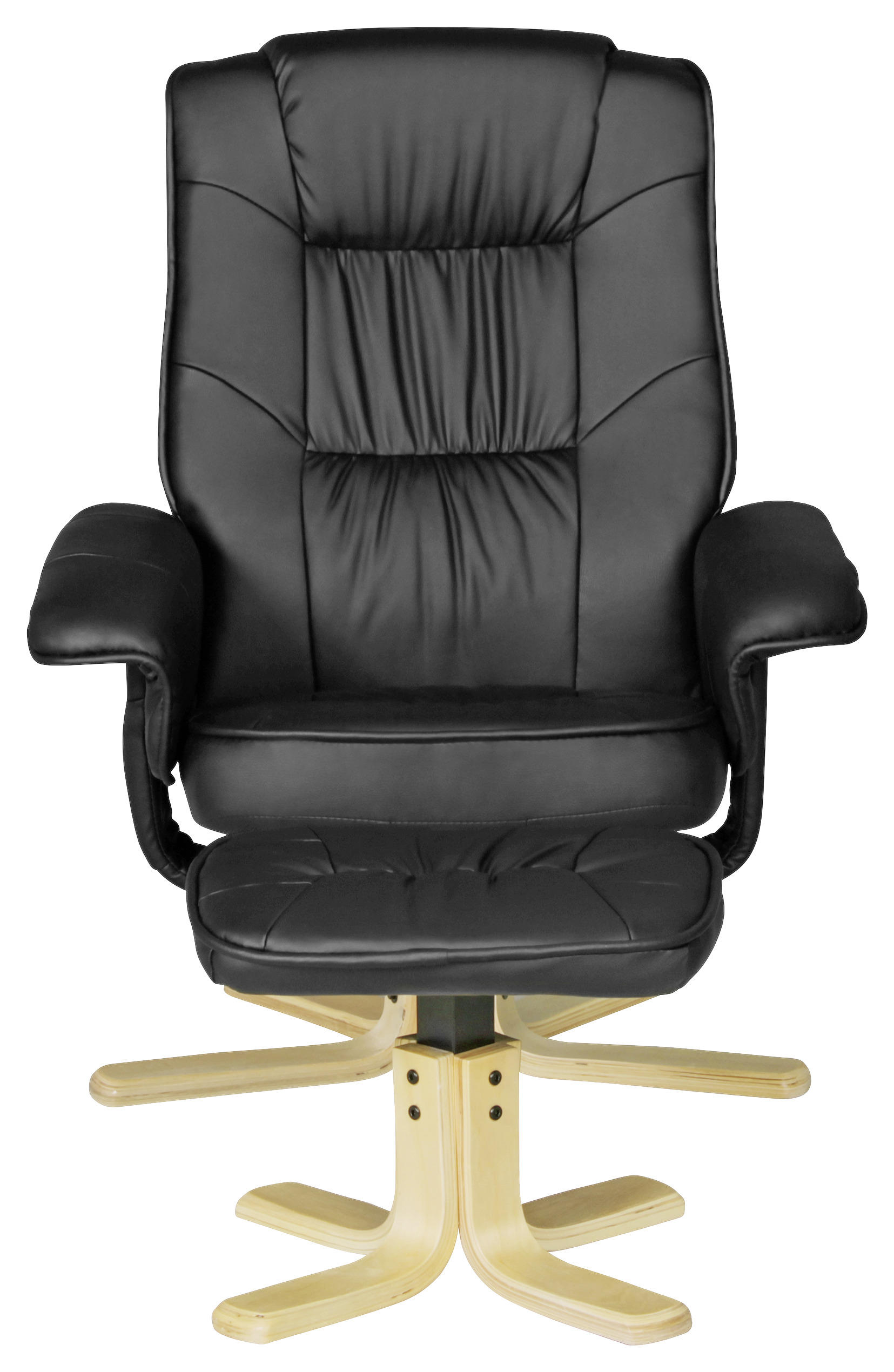 Relaxsessel - Set "SPM1.185" , Lederlook    - Birkefarben/Schwarz, MODERN, Holzwerkstoff/Textil (80/100/70cm) - MID.YOU