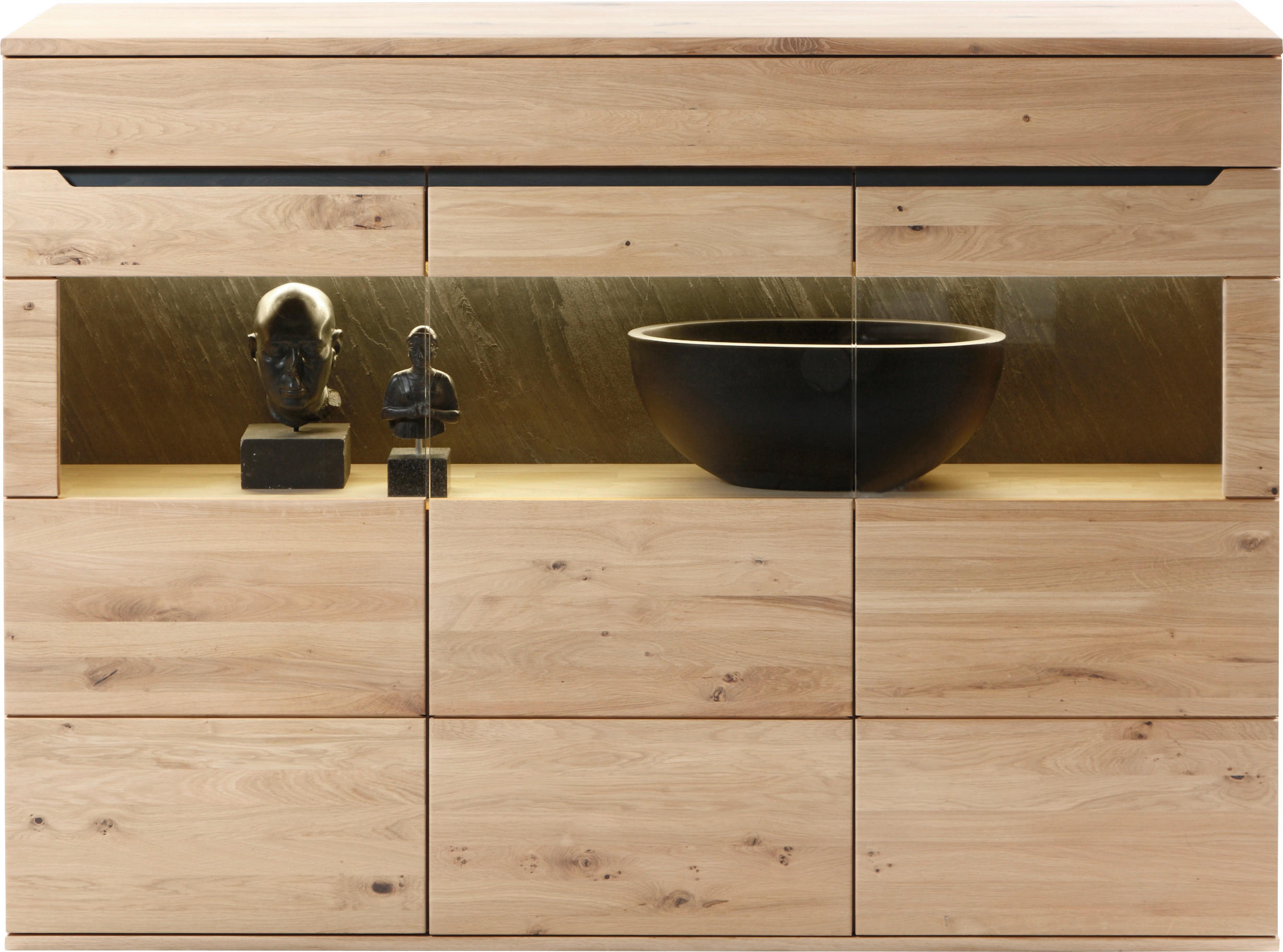 HIGHBOARD Ameno Ameno Eichefarben  180/134,4/39,4 cm  - Eichefarben, Design, Glas/Holz (180/134,4/39,4cm) - Linea Natura