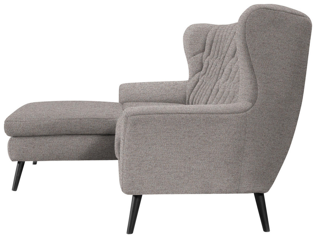 ECKSOFA in Flachgewebe Taupe  - Taupe/Schwarz, Design, Holz/Textil (165/237cm) - Stylife